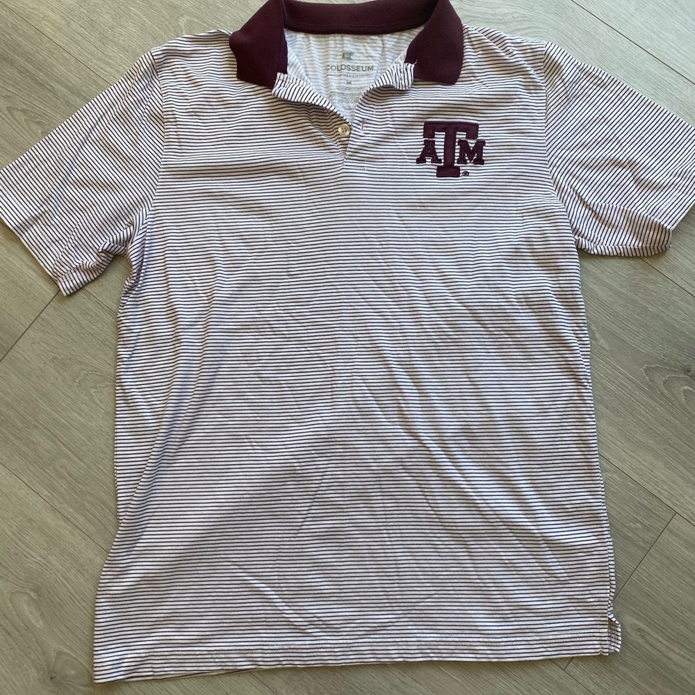 Colosseum Maroon and White Striped Polo